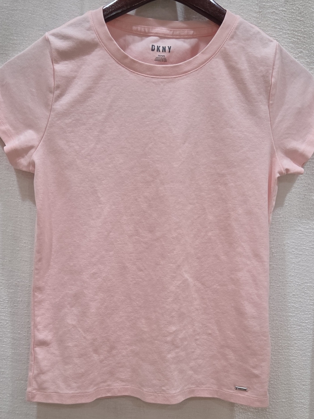 DKNY Women’s Pink Logo Crew Neck Short Sleeve Cotton Knit T-Shirt Regular M